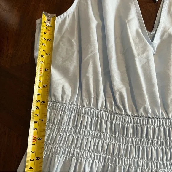 Anthropologie Maeve Tiered Midi Light Blue Cotton Dress with Pockets Size 6 - Picture 10 of 11